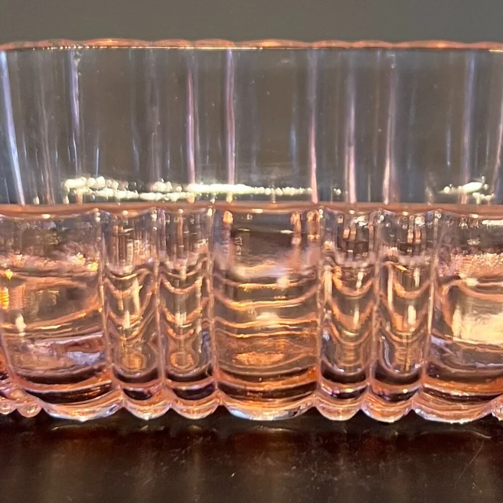 Vintage Anchor Hocking Old Cafe Pink Depression Glass Oval Relish Serving Dish